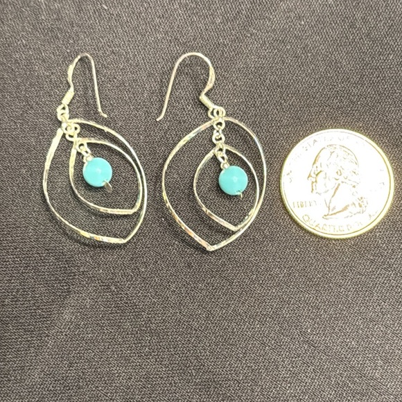 Sterling MC925 Silver and Turquoise Earrings. - Picture 2 of 3
